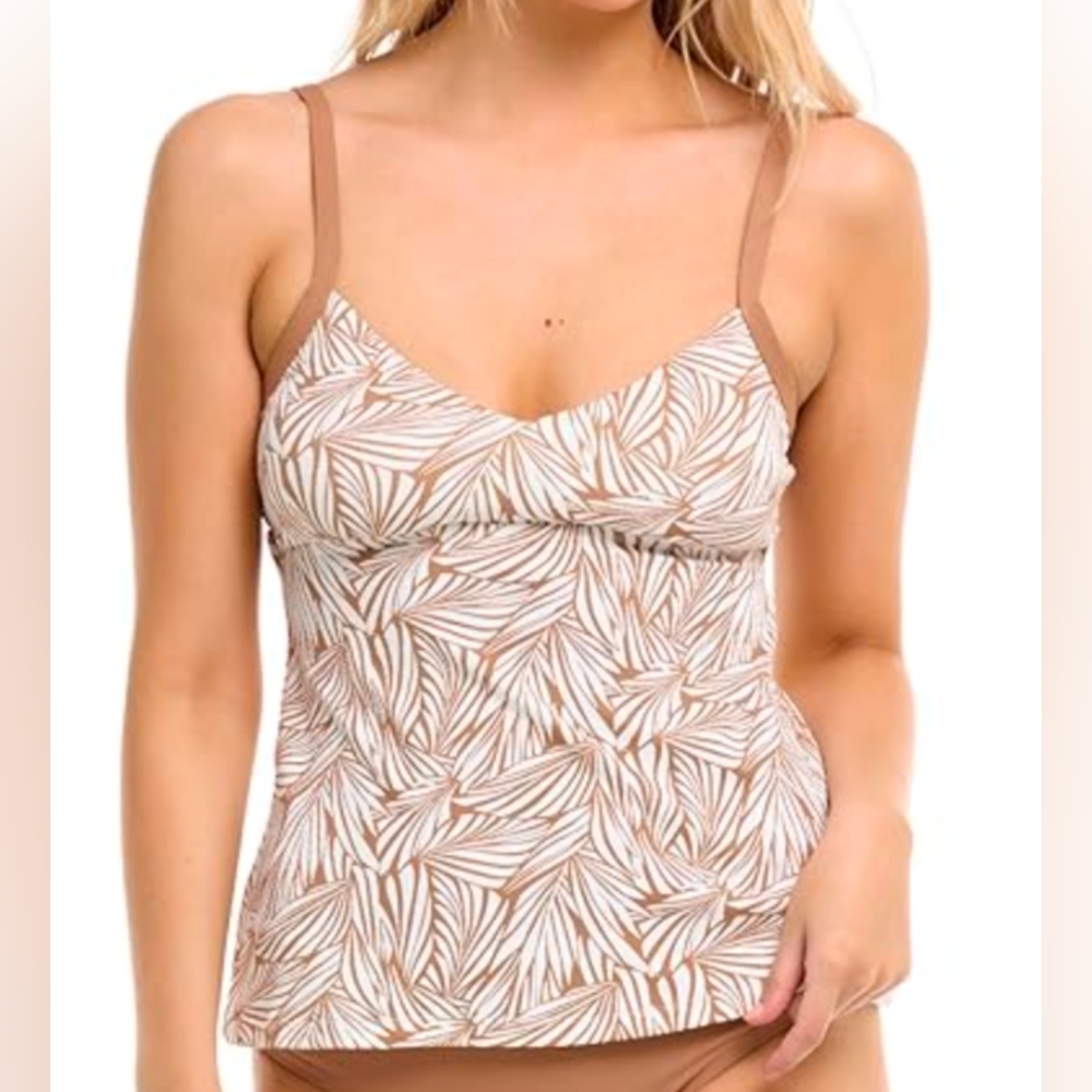 Skye Piper Leaf Print Women's Tankini Swim Top M NWOT